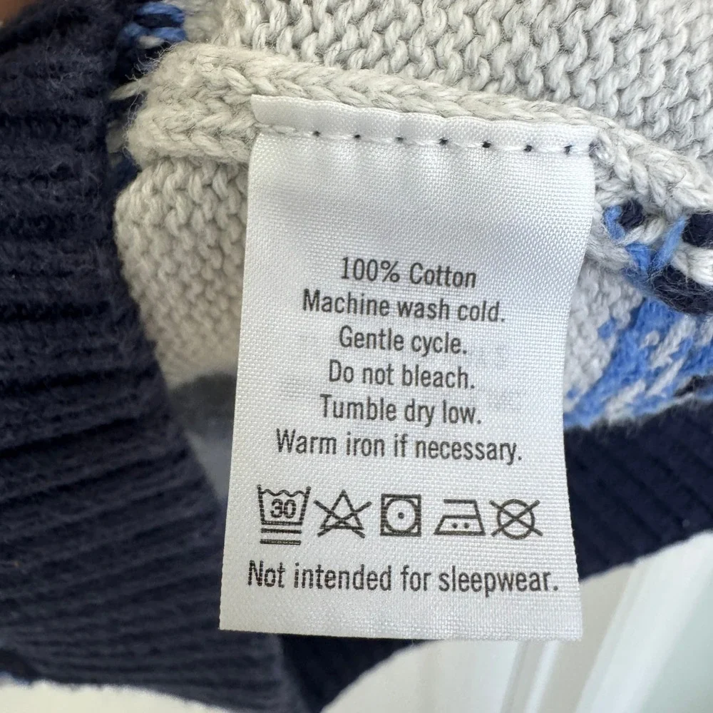 Janie and Jack Fair Isle Blue Boys 8 Crew Neck Knit Sweater